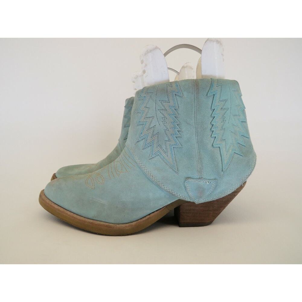 Modern Vice Womens Size 8.5 M Blue Suede Fold Over Ankle Cowboy Boots